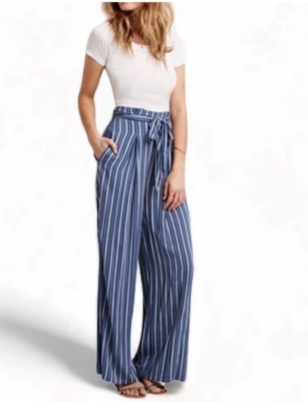 American Eagle Outfitters Black and White Pinstripe Maxi Skirt